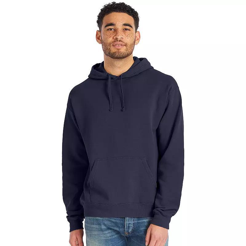 Mens Hanes Originals Garment Dyed Fleece Pullover Hoodie Blue Product Image