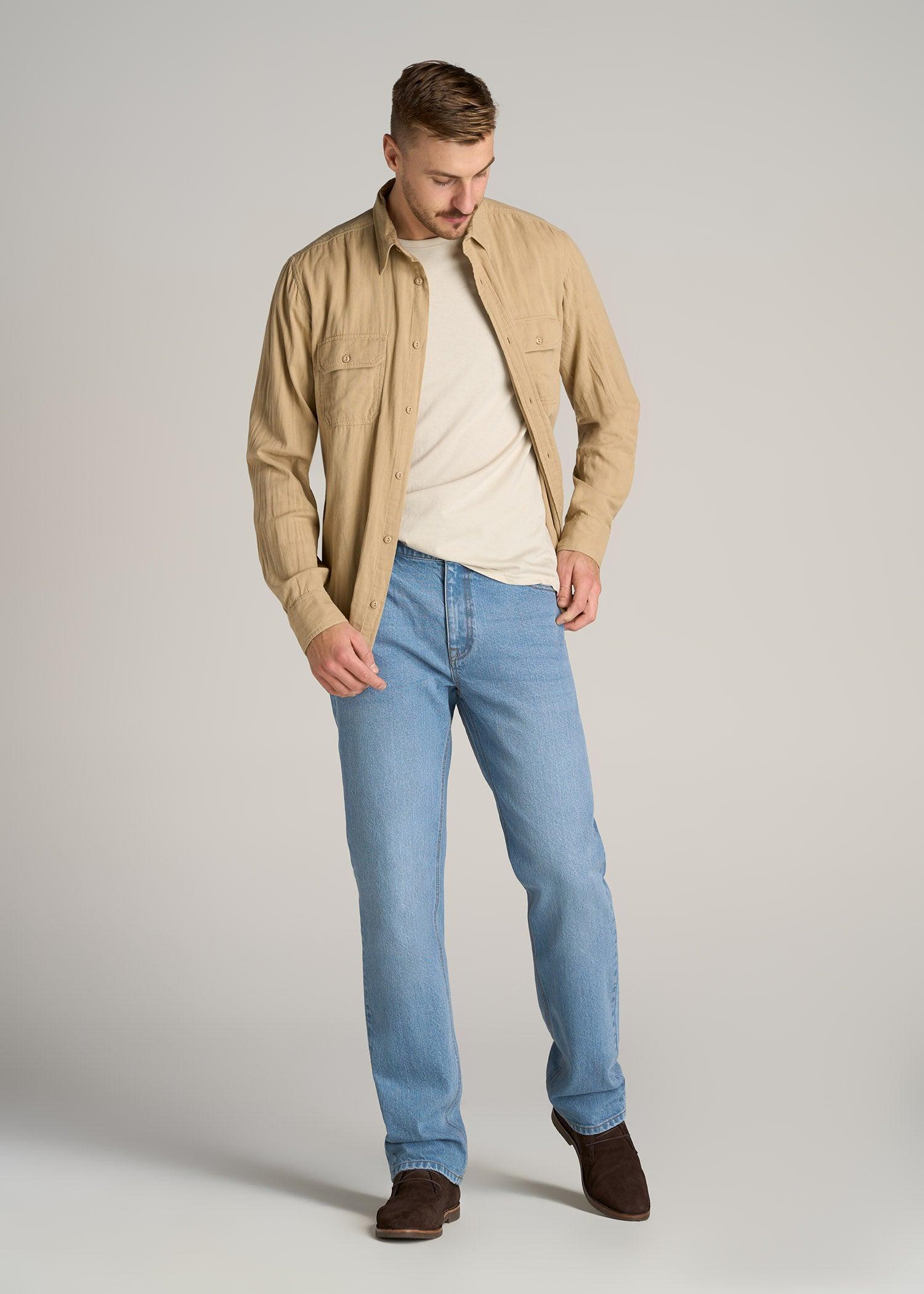 LJ&S STRAIGHT LEG Jeans for Tall Men in Stone Wash Light Blue Product Image