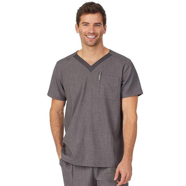 Mens Cuddl Duds Scrubs Classic V-Neck Top With Pockets Grey Heather Gray Product Image