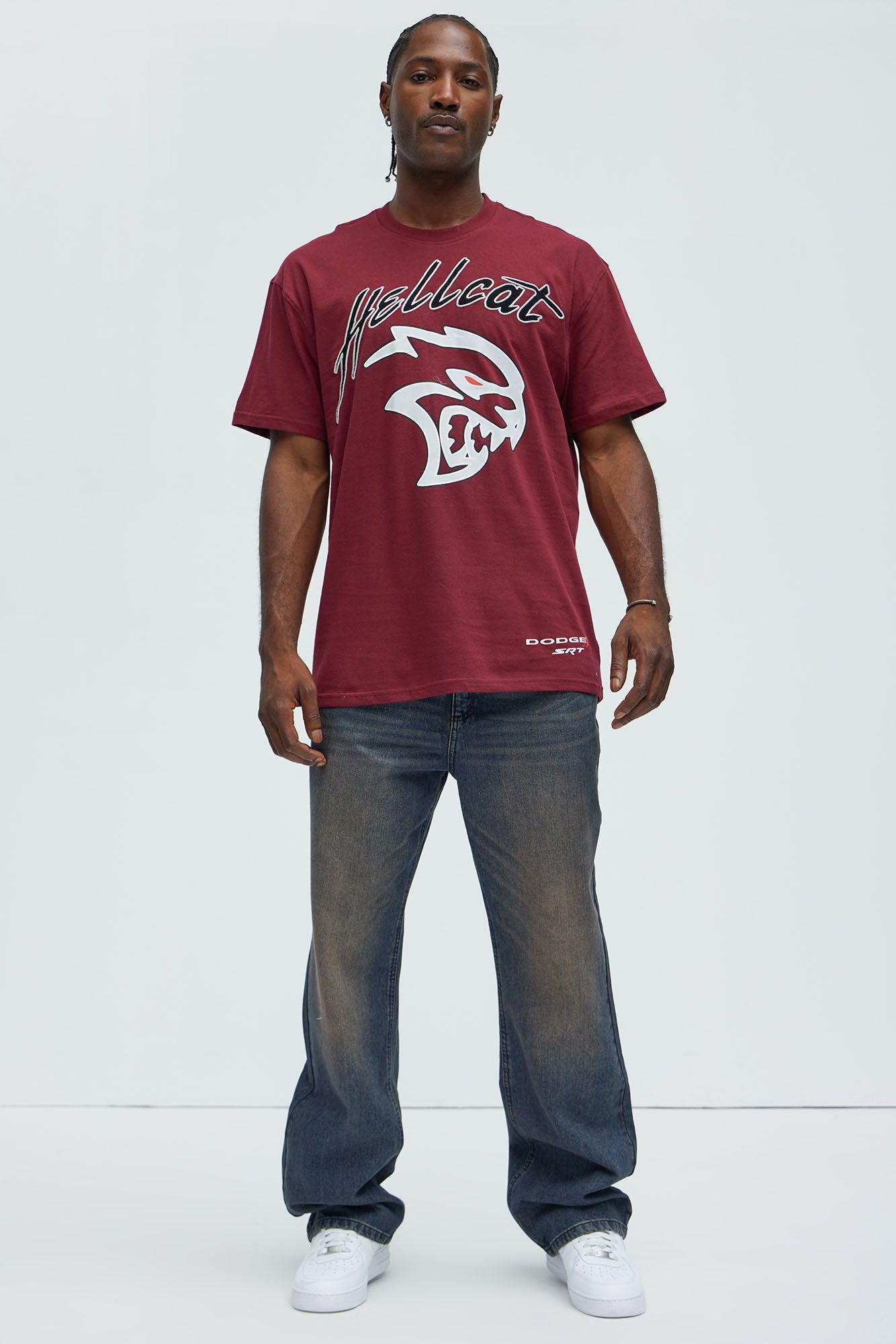 Dodge Hellcat Logo Short Sleeve Tee - Burgundy Product Image