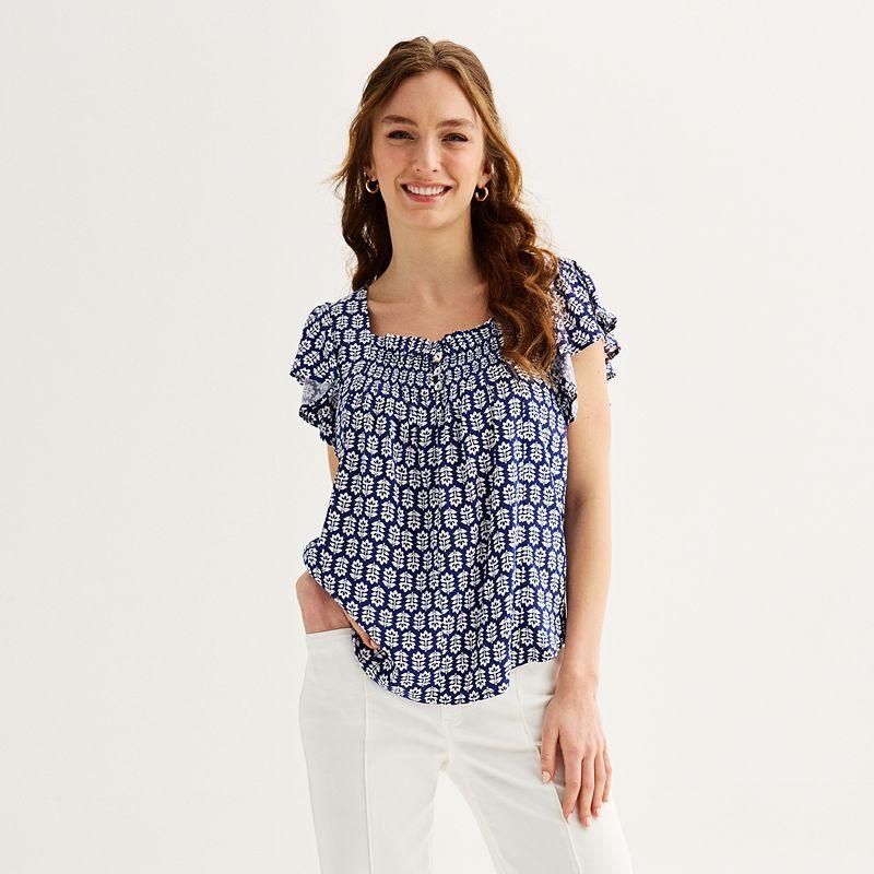 Womens Draper James Flutter Sleeve Smocked Top product image