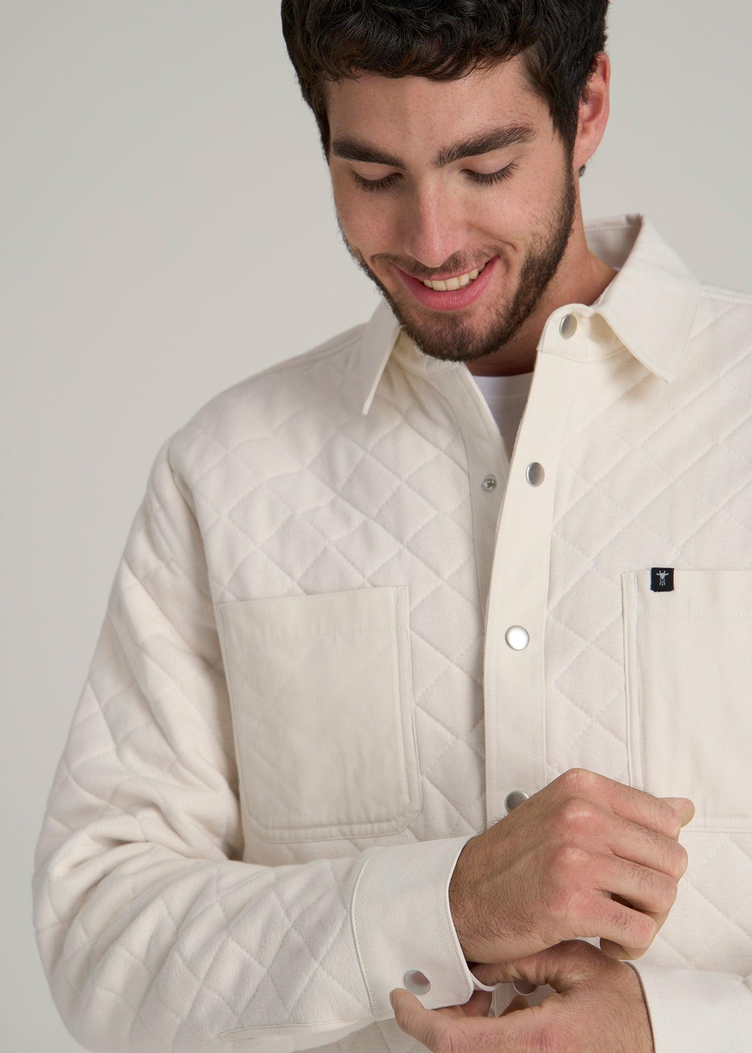 Quilted Shacket for Tall Men in Natural Product Image