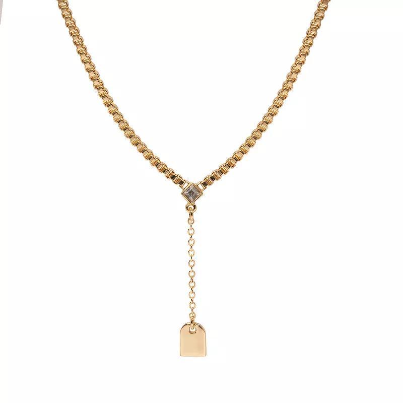 LC Lauren Conrad Gold Tone Dog Tag Pendant Y-Necklace, Womens Product Image