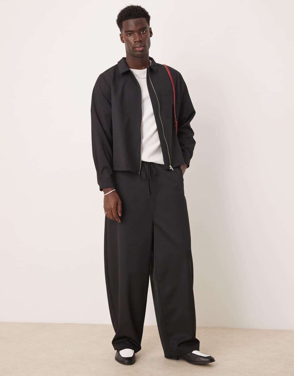 ASOS DESIGN cocoon fit pants in black product image