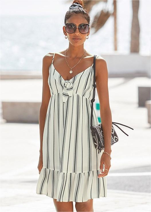 Tie-Front Striped Dress Product Image