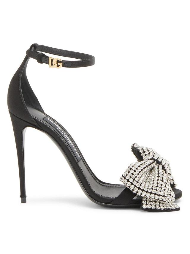 Womens 100MM Crystal-Embellished Bow Sandals Product Image