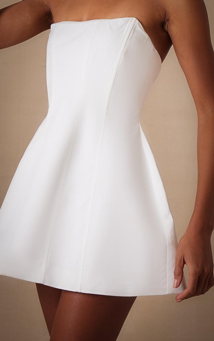 Premium White Woven Boned Bandeau Detail Shift Dress Product Image