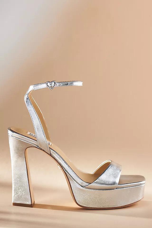 Badgley Mischka Caia Crystal Heart Platform Sandals Product Image