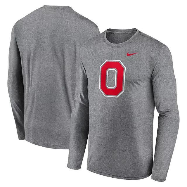 Mens Nike Heather Gray Ohio State Buckeyes Primetime Alternate Logo Legend Long Sleeve T-Shirt Product Image