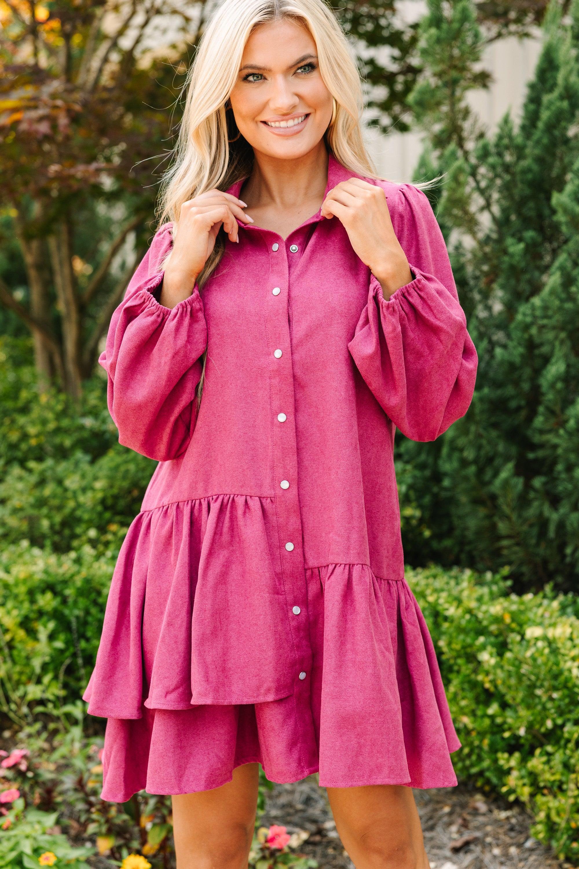 It's Your Place Magenta Purple Button Down Dress Female Product Image