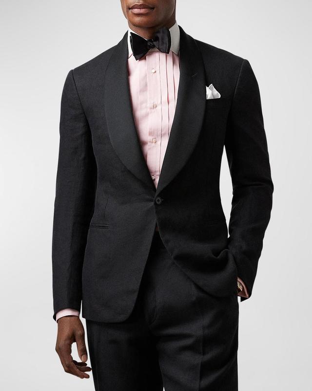 Mens Linen One-Button Tuxedo Jacket Product Image