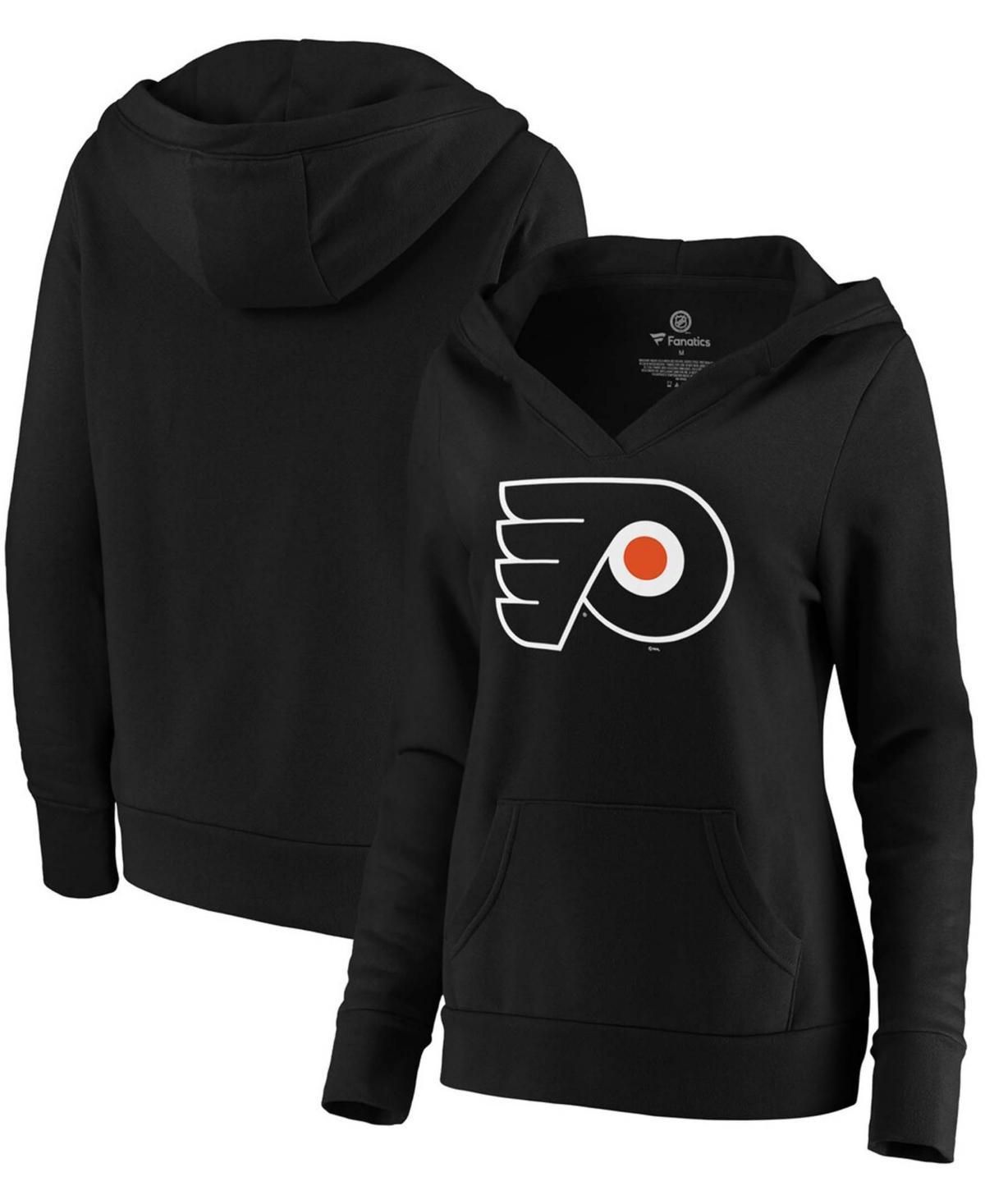 Womens Fanatics Branded Black Philadelphia Flyers Primary Logo V-Neck Pullover Hoodie Product Image