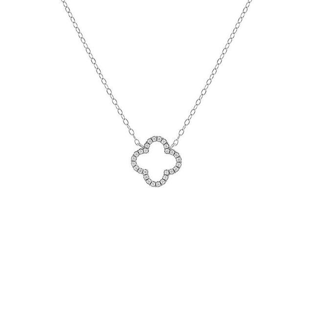 PRIMROSE Sterling Silver Pave Cubic Zirconia Cut-Out Flower Cable Chain Necklace, Womens Sterling Silver White Product Image