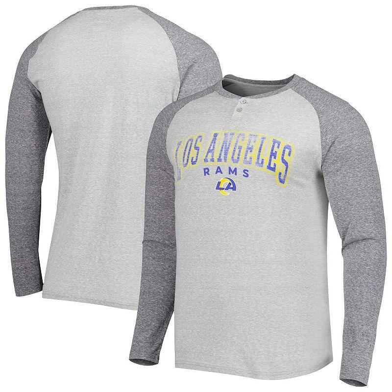 Mens Concepts Sport Heather Gray Los Angeles Rams Ledger Raglan Long Sleeve Henley T-Shirt Product Image