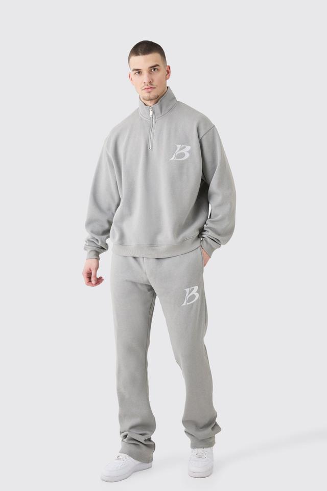 Tall Oversized Boxy B 1/4 Zip Stacked Tracksuit | boohooMAN USA Product Image