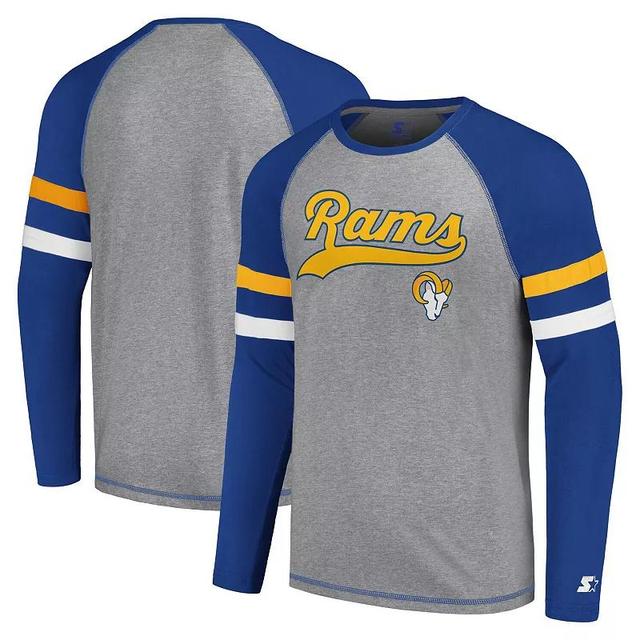 Mens Starter Gray/Royal Los Angeles Rams Kickoff Raglan Long Sleeve T-Shirt Product Image