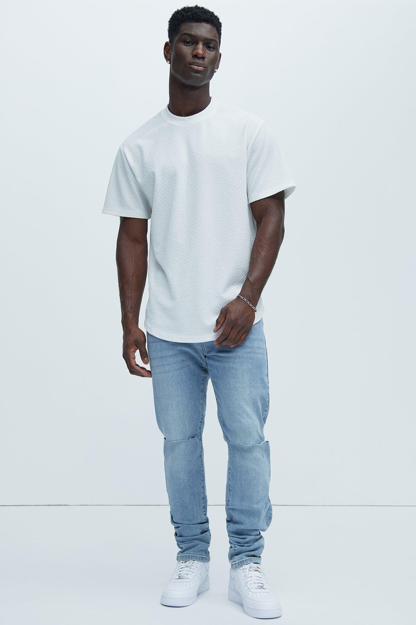 Croydon Textured Knit All Scallop Short Sleeve Tee - White Product Image