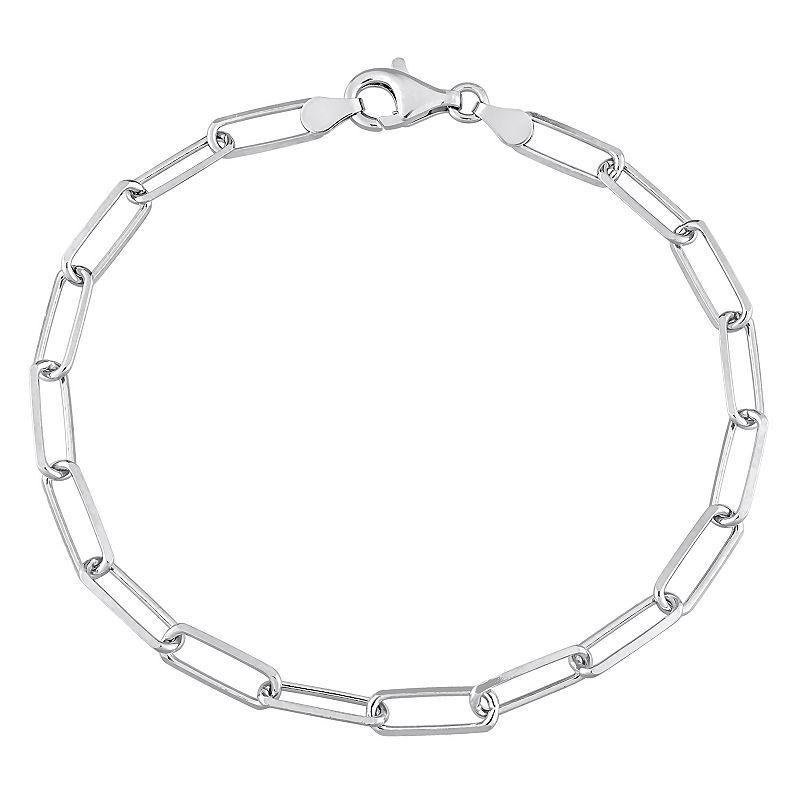 Stella Grace Sterling Silver Fancy Cut Paper Clip Link Chain Bracelet, Mens Product Image