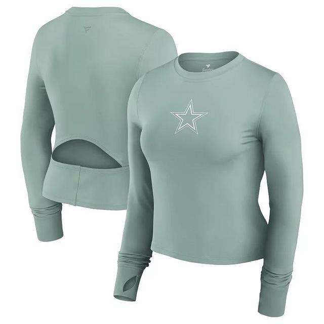 Fanatics Womens Green Dallas Cowboys Studio Fitted Long Sleeve Gym Top Product Image