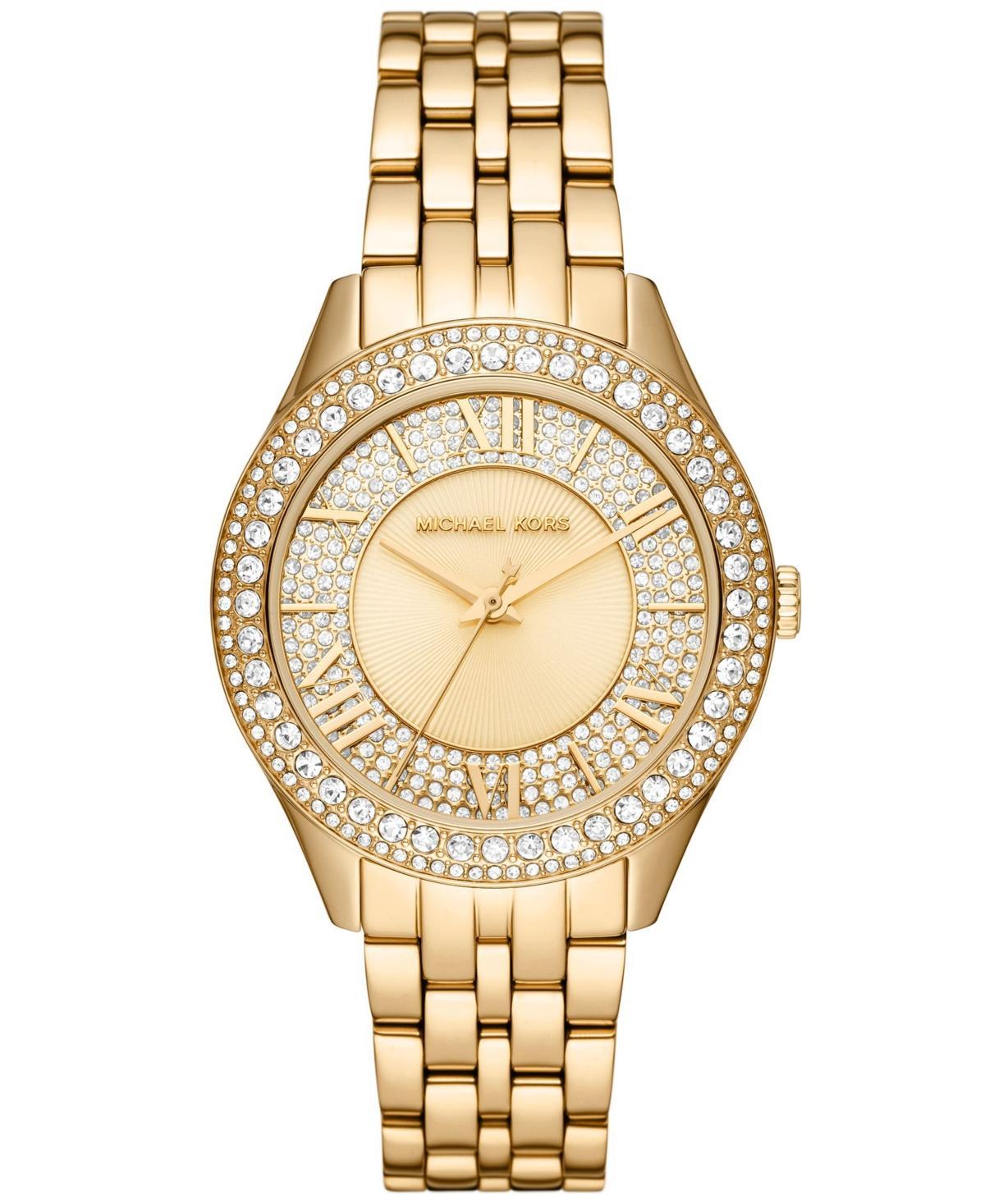 Michael Kors Womens Harlowe Three-Hand Analog Gold-Tone Stainless Steel Bracelet Watch Product Image