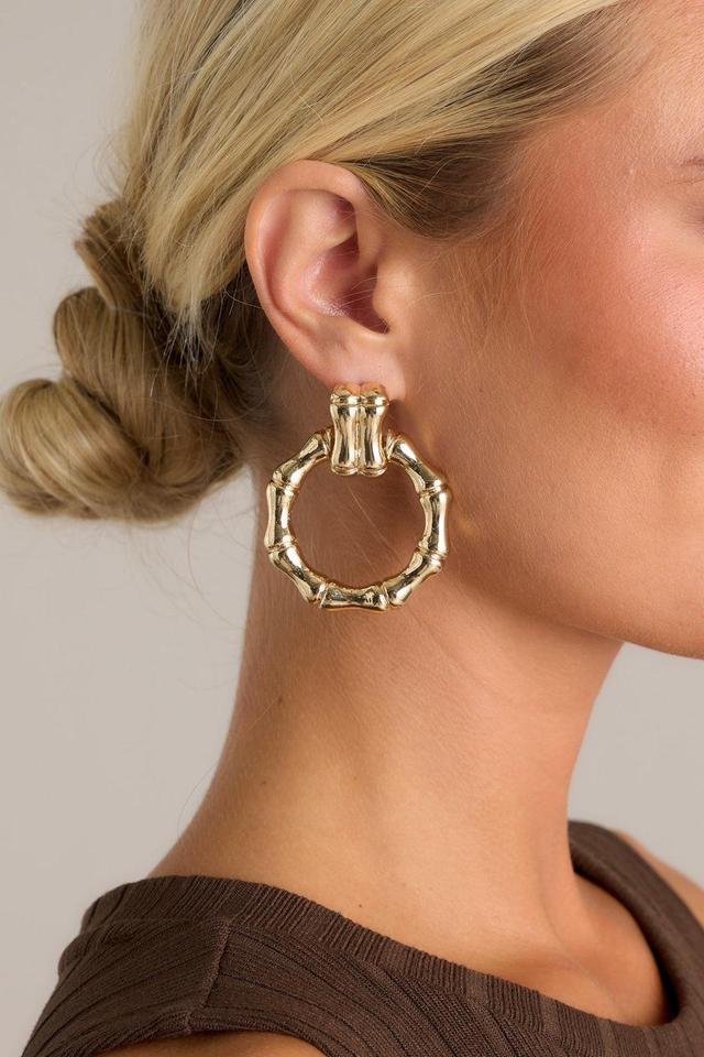 California Stars Gold Drop Hoop Earrings Product Image