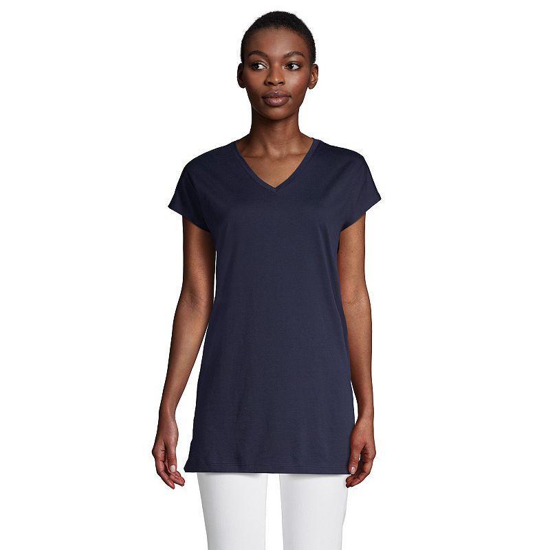 Womens Lands End Supima Cotton Extra-Long Tunic Top Radiant Blue Product Image