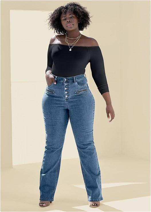 Button Fly Relaxed Leg Jeans product image