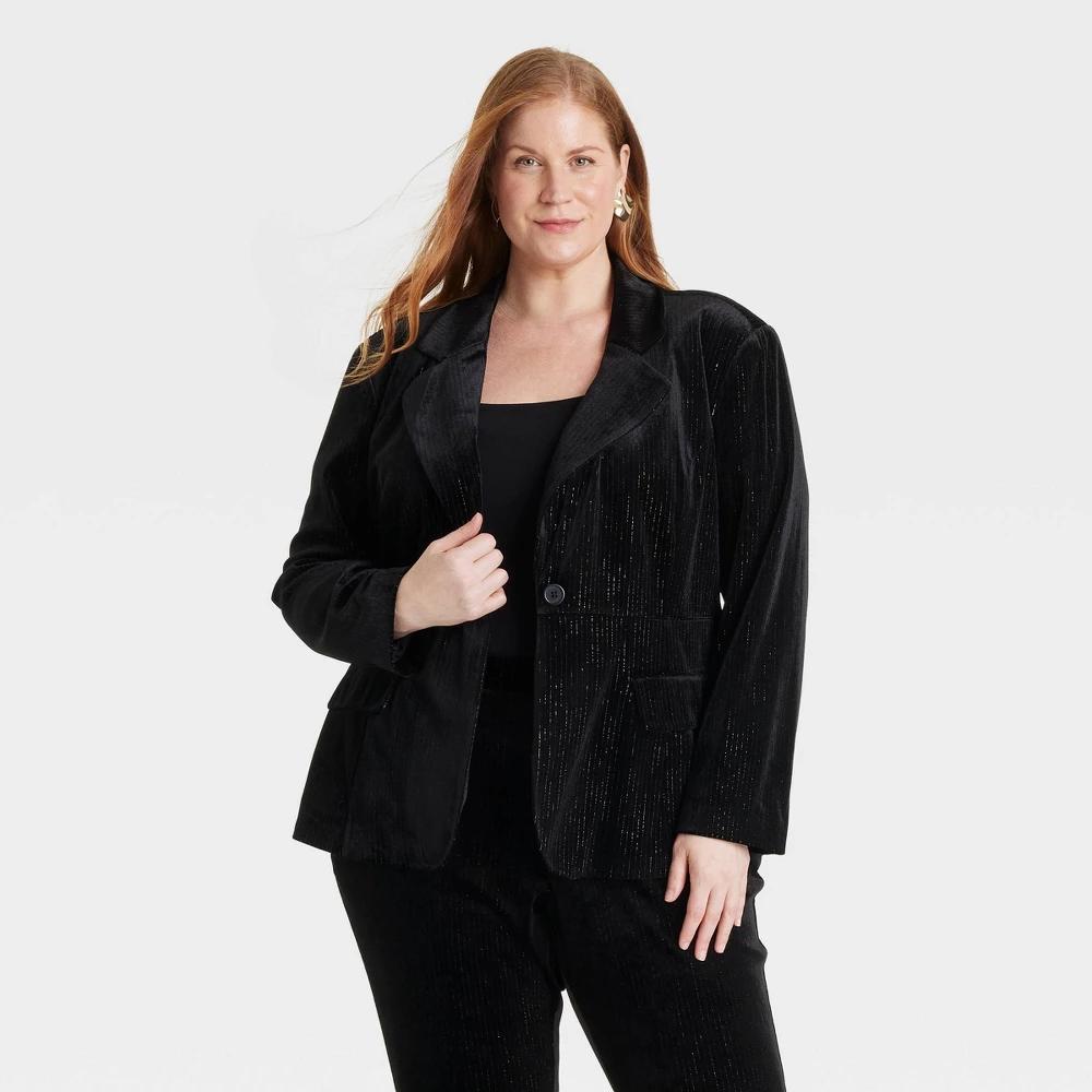 Womens Velvet Blazer - Ava & Viv Pinstripe Product Image