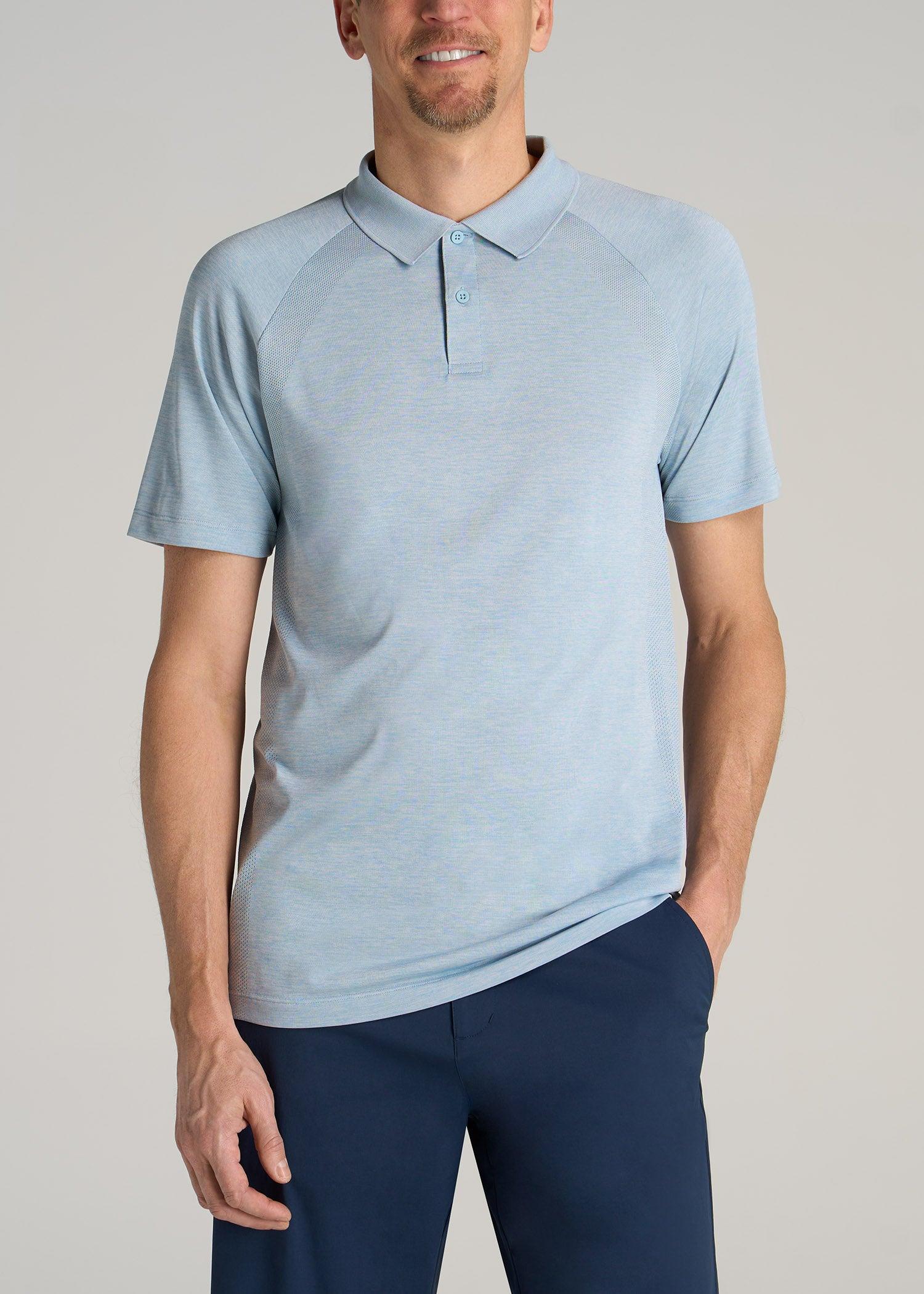 A.T. Performance: Raglan Men's Tall Polo Shirt in Light Blue Mix Male Product Image