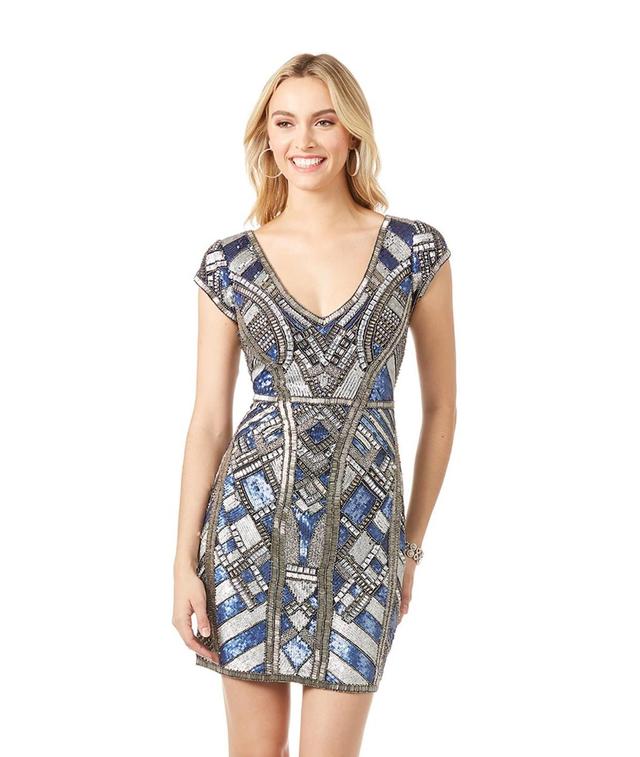 Lara Womens Beaded, V-neck Mini Dress Product Image