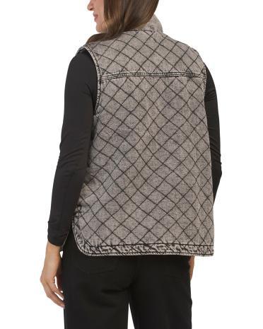 Sleeveless Quilted Button Front Vest for Women | Polyester/Cotton Product Image