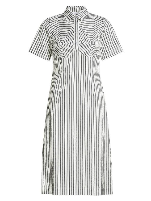 Womens Striped Cutline Midi-Dress Product Image