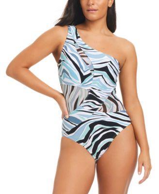 Beyond Control Womens Printed One-Shoulder One-Piece Swimsuit Product Image