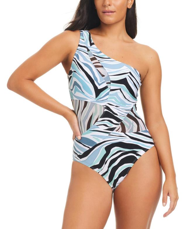 Beyond Control Womens Printed One-Shoulder One-Piece Swimsuit Product Image