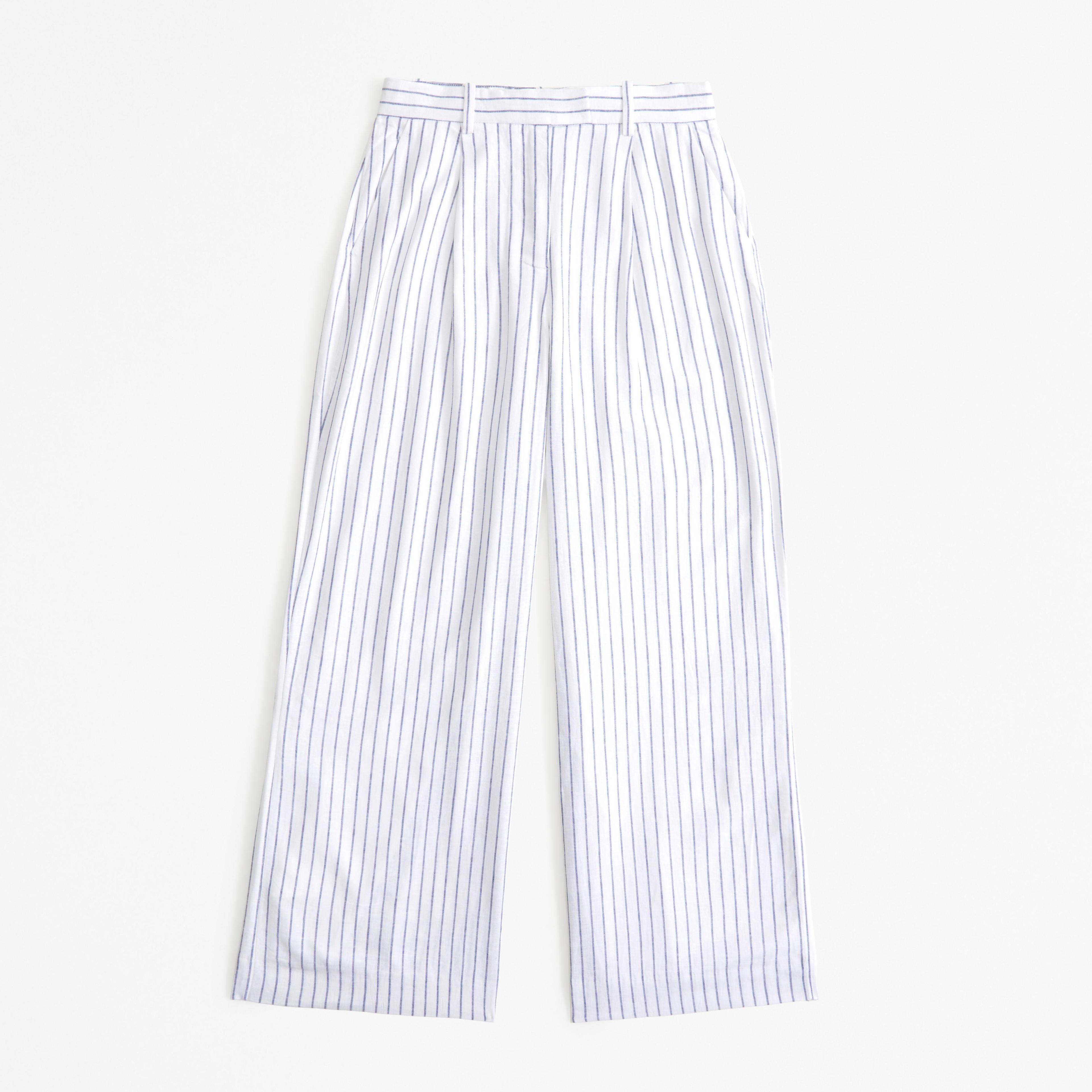 Curve Love A&F Harper Tailored Linen-Blend Pant Product Image