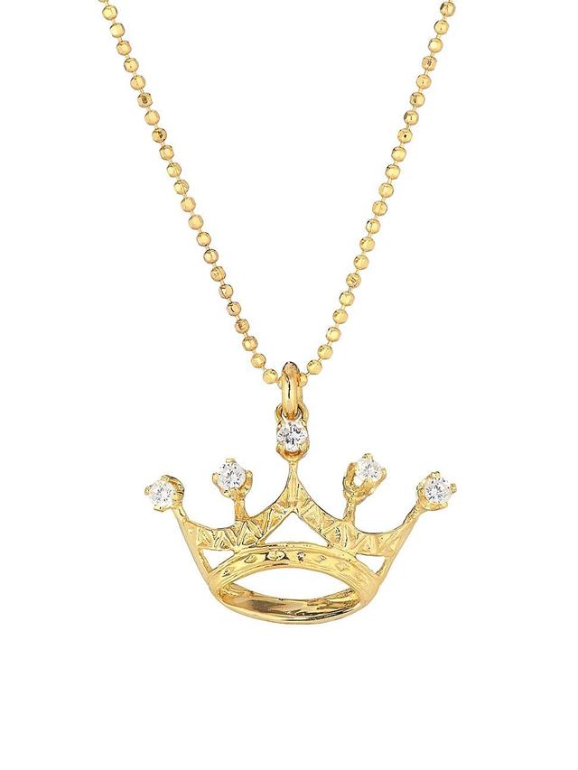 Womens 18K Yellow Gold & 0.5 TCW Diamond Crown Pendant Necklace Product Image