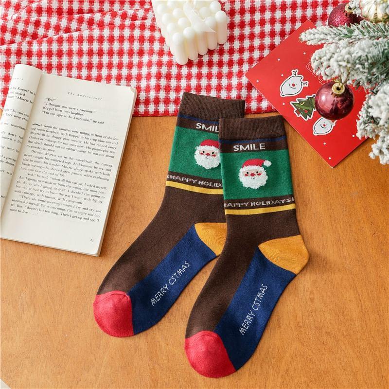 Christmas Cartoon Print Socks Product Image