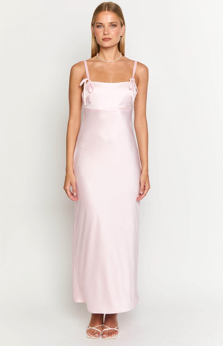 Zya Light Pink Satin Maxi Dress Product Image