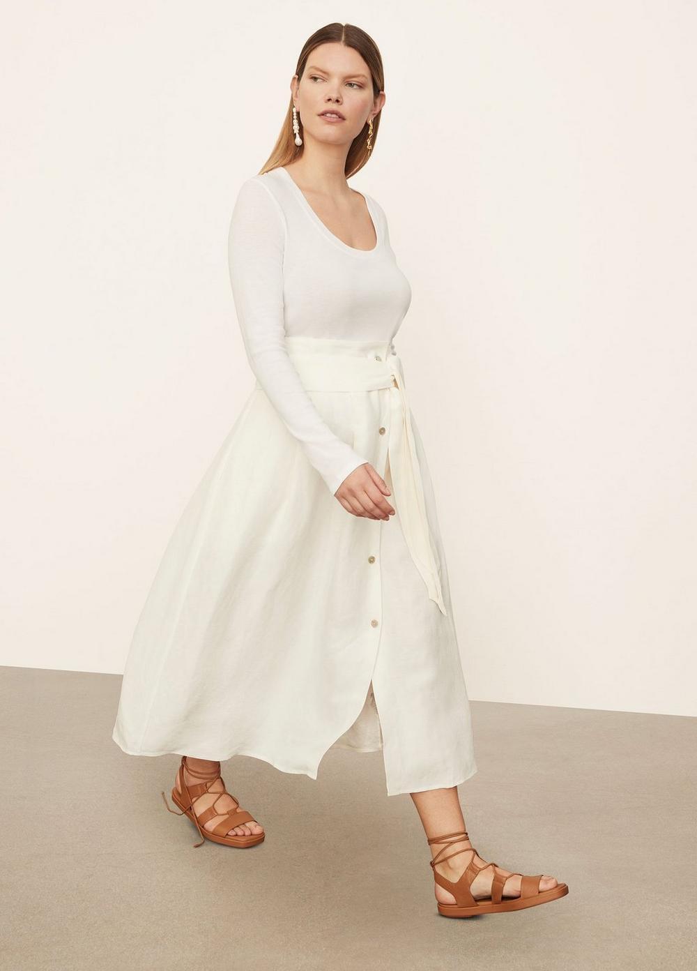 Belted Button-Front Skirt Product Image