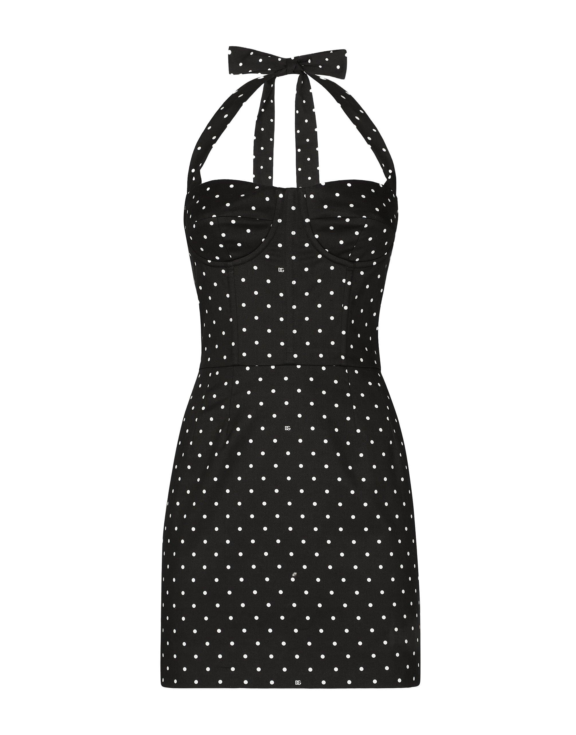 DOLCE & GABBANA Polka-dot Corset Minidress In Black Product Image