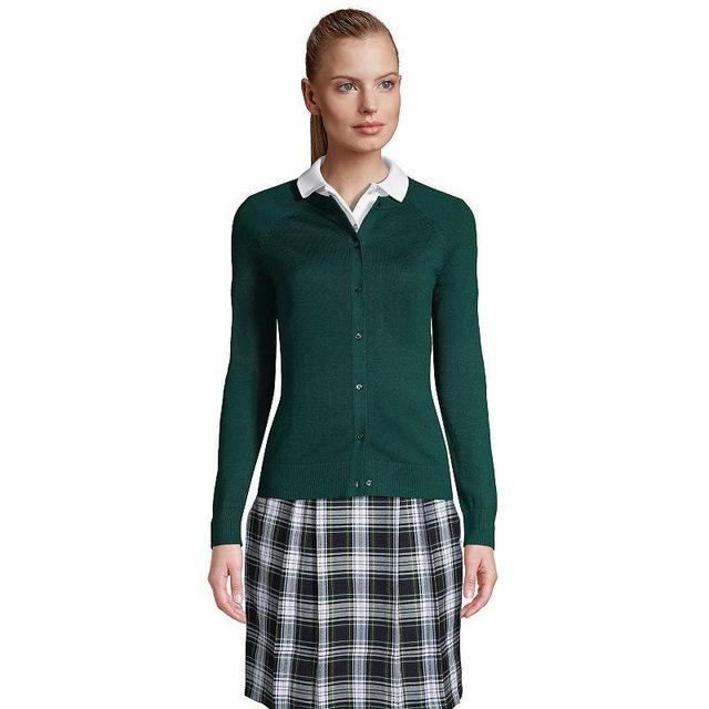 Womens Lands End Cotton Modal Cardigan Sweater Green Product Image