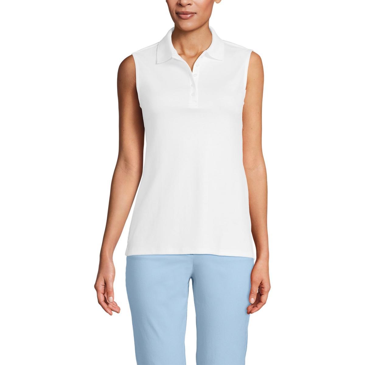 Womens Lands End Sleeveless Supima Cotton Polo Shirt Product Image