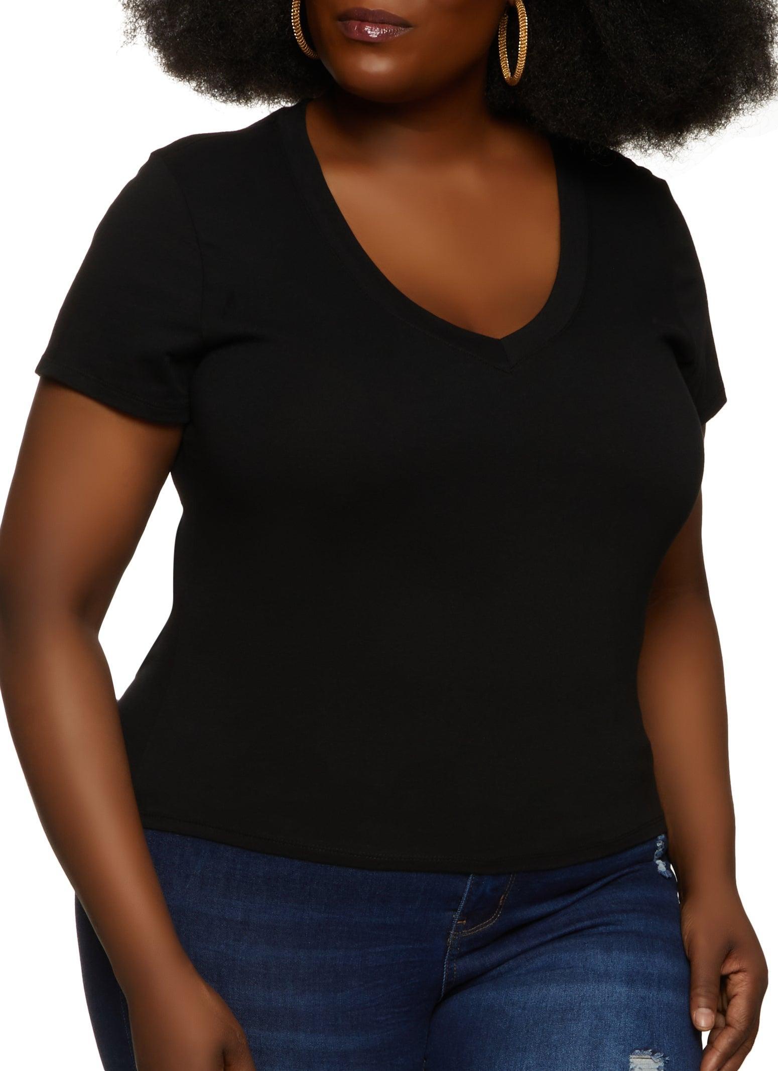 Womens Plus Size V Neck Basic Tee Product Image