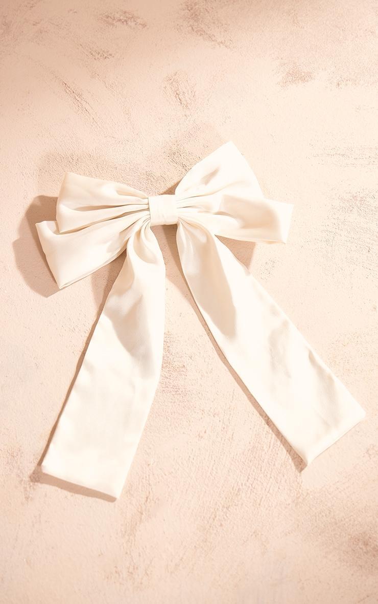 White Satin Oversized Bow Hair Clip Product Image