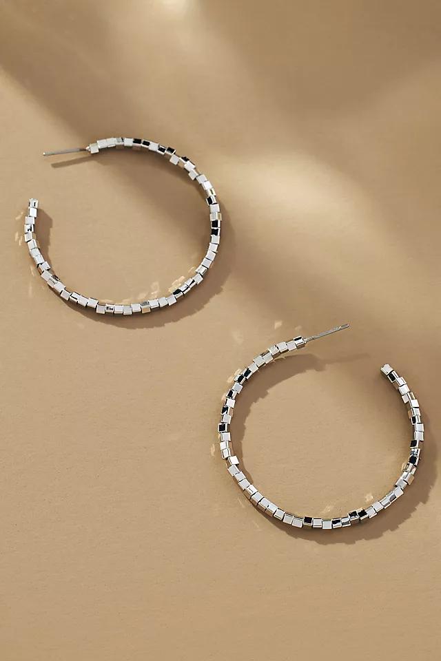 Mini Block Bead Hoop Earrings Product Image