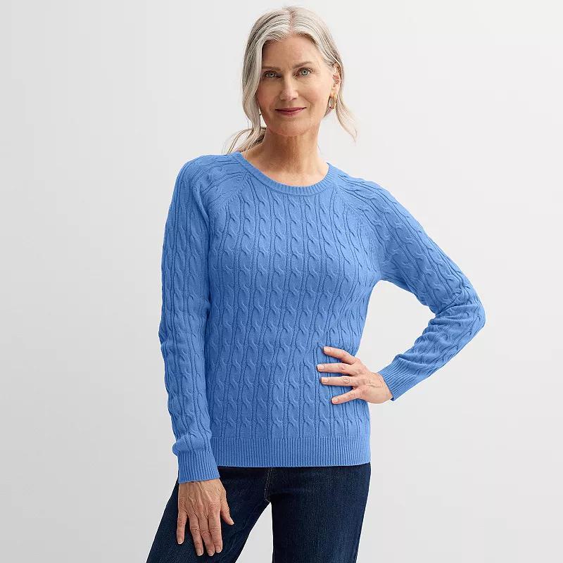 Petite Croft & Barrow The Extra Soft Cabled Crewneck Sweater, Womens Product Image