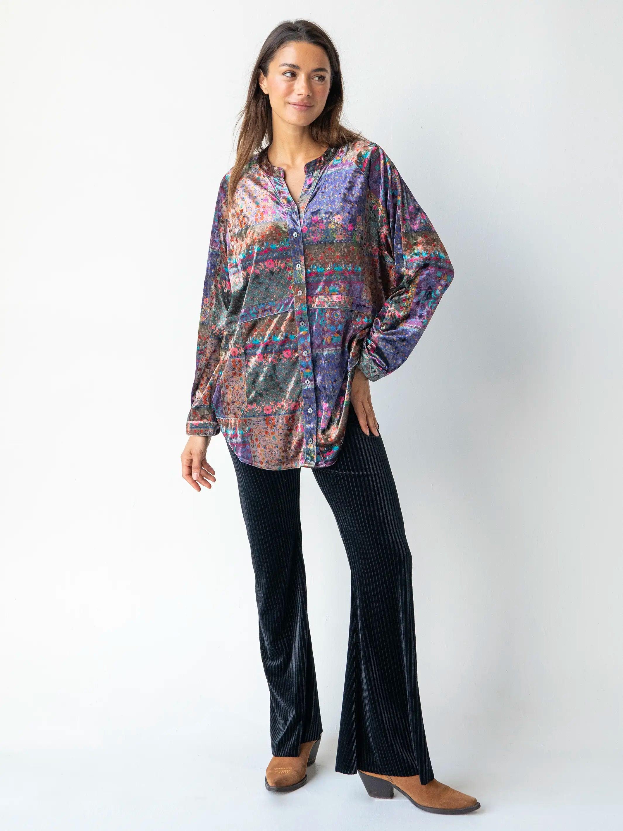 Laid Back Velvet Button Down - Vintage Patchwork Product Image