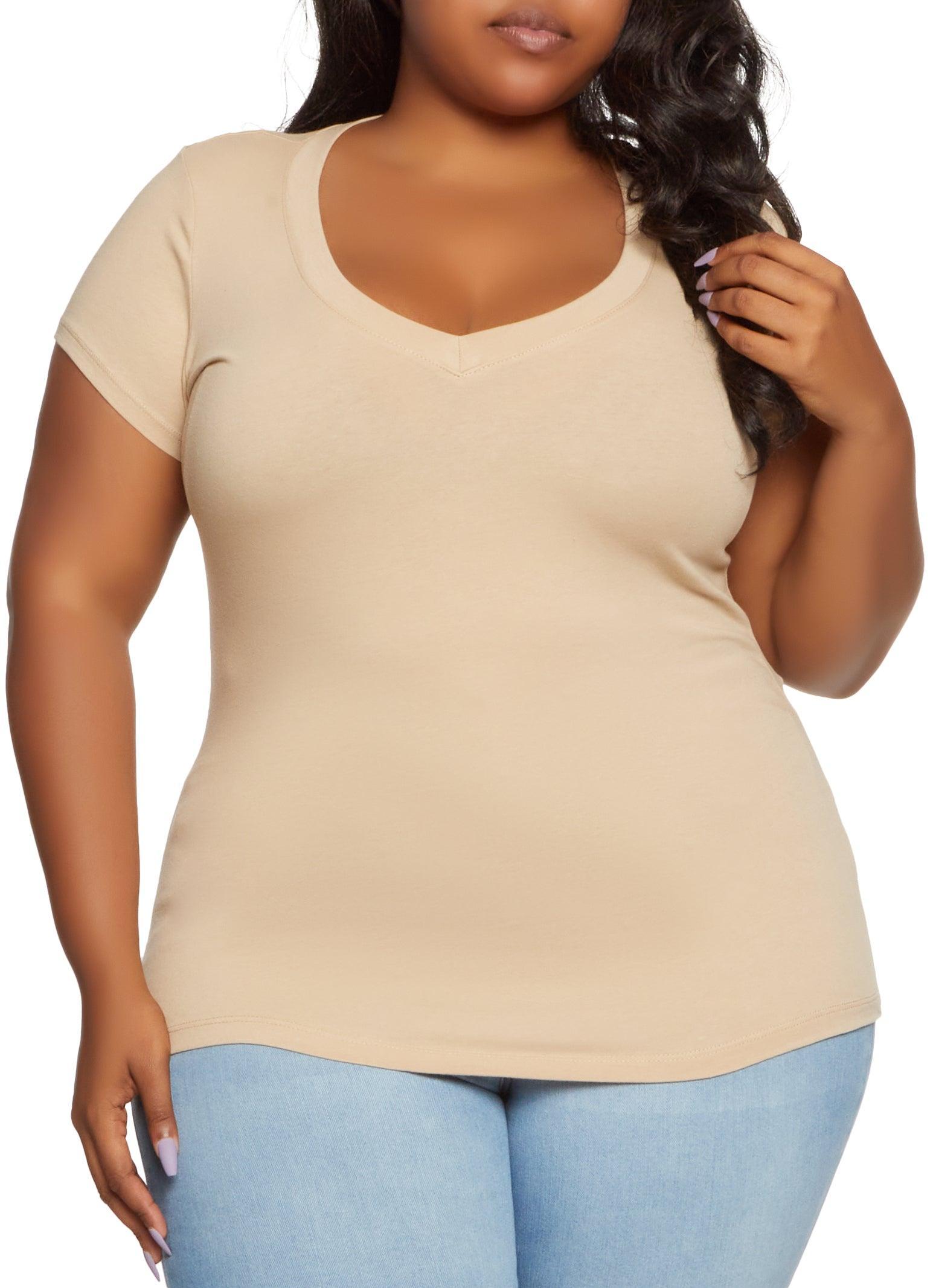 Womens Plus Size V Neck Tee Product Image