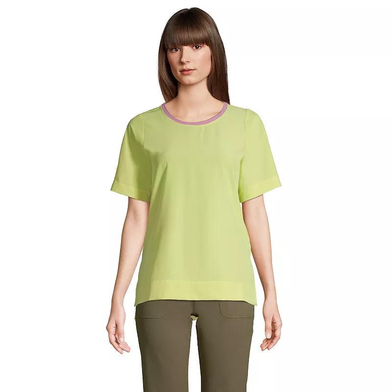 Womens Lands End 365 Commuter Elbow-Sleeve Tunic Top Yellow Lime Product Image