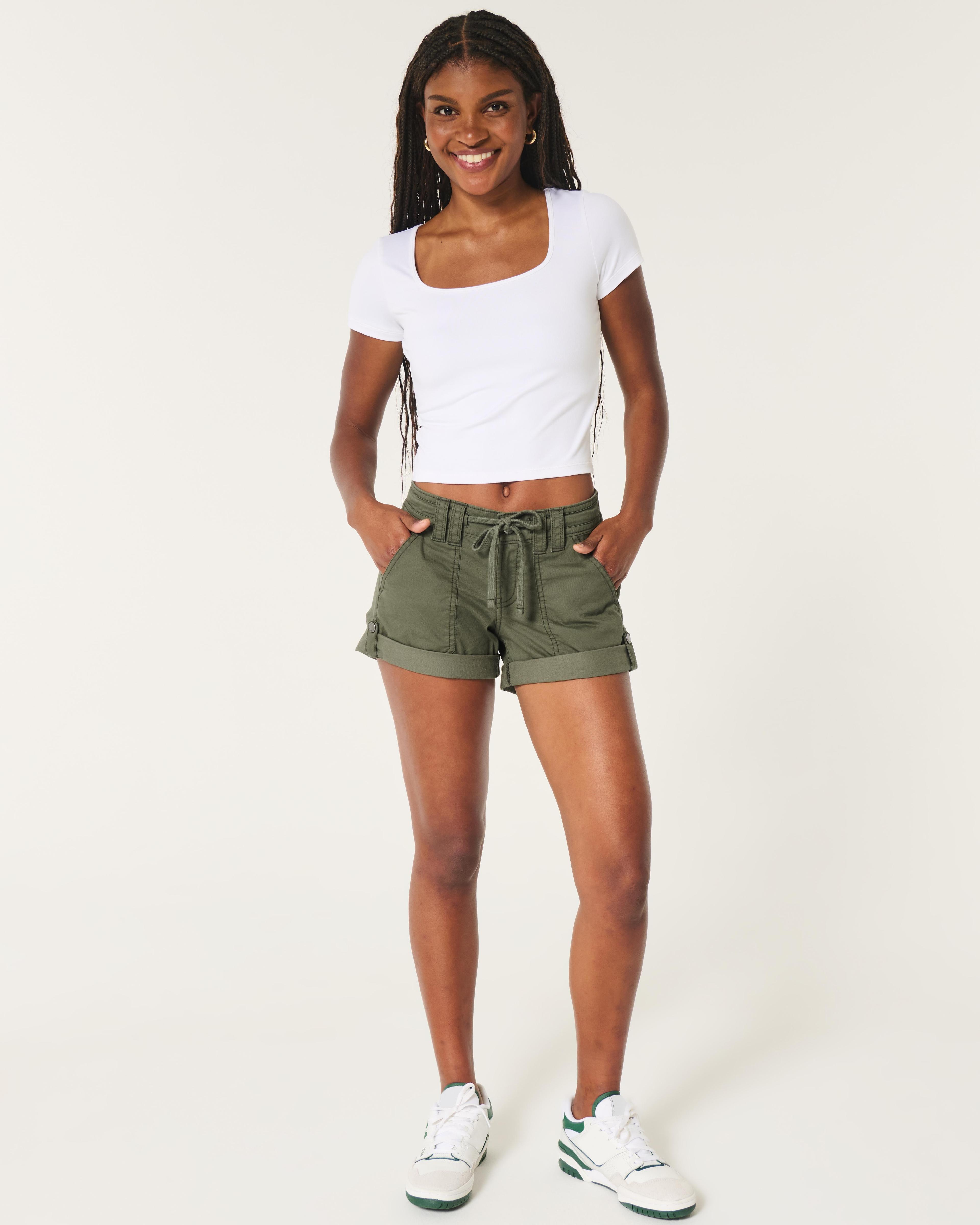 Low-Rise Adjustable Hem Shorts Product Image